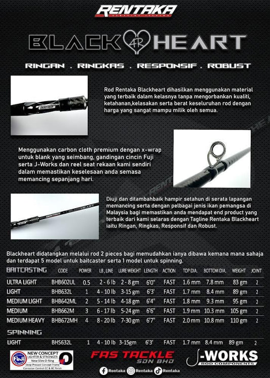 Black Heart Baitcast (2pc)