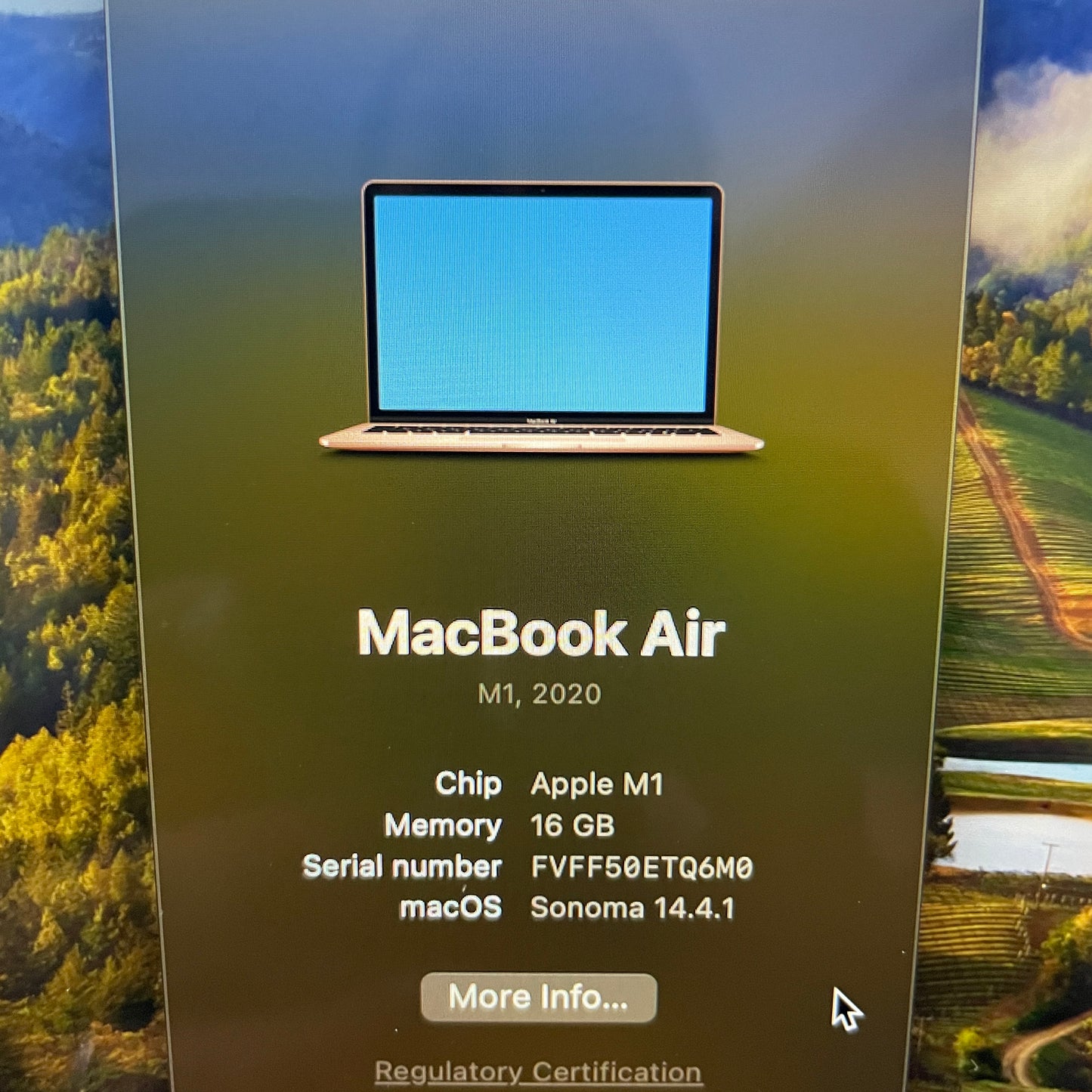 2021 13-inch MacBook Air M1 (A2337) Gold (USED, 9/10), complete box set