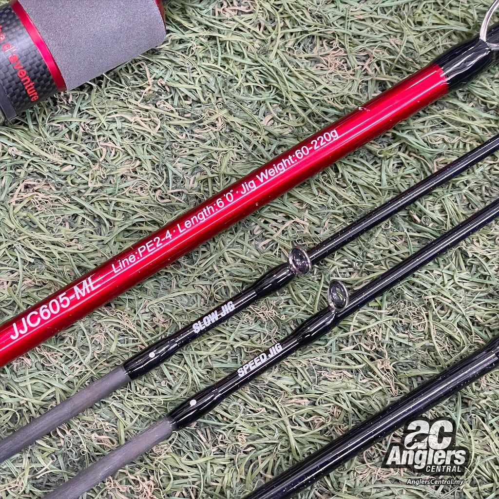 JJC605ML Jamboree V 5pc Travel Jigging Rod (Overhead) PE2-4 (USED, 9.5/10) with rod bag/sleeve