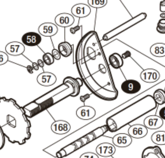 Fixing screw lower drive shaft (10PVU) (single bearing type)