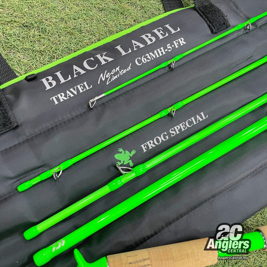 21 Black Label Travel Neon Limited C63MH-5-FR, tip 2" short/repaired (USED, 9/10) with rod bag/sleeve