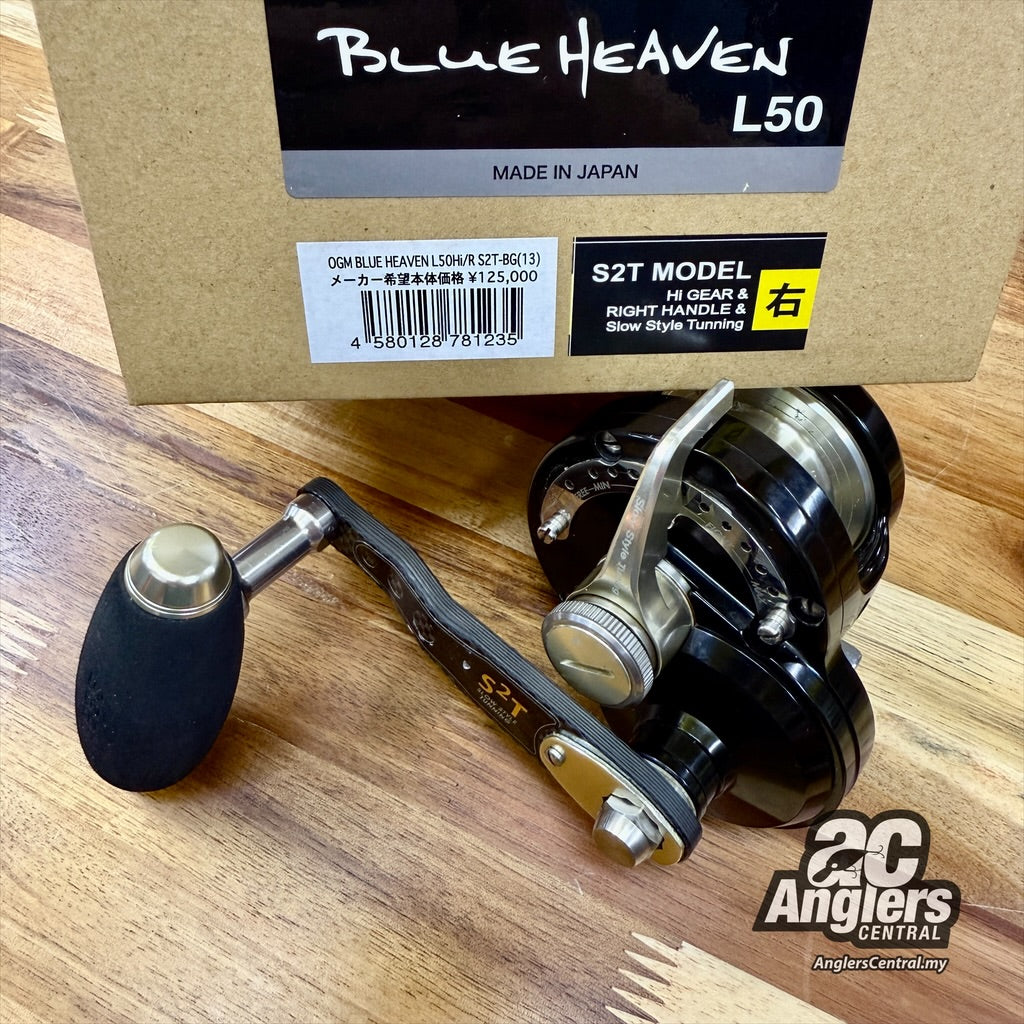 blue heaven fishing reels OGM Blue Heaven L50Hi/R S2T-BG(13) (USED, 9/10) with box – Anglers Central