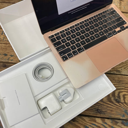 2021 13-inch MacBook Air M1 (A2337) Gold (USED, 9/10), complete box set