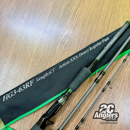 Huge Custom Genoma HG3-63RF (3pc) (USED, 9.5/10) with rod bag/sleeve