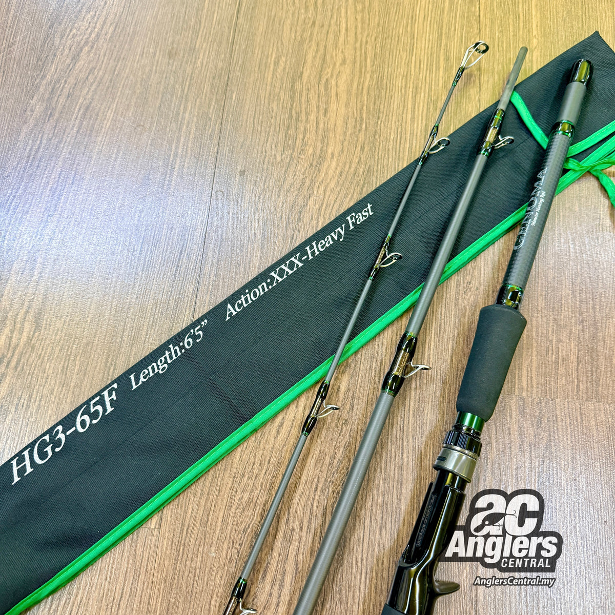 Huge Custom Genoma HG3-65F (3pc) (USED, 9.5/10) with rod bag/sleeve